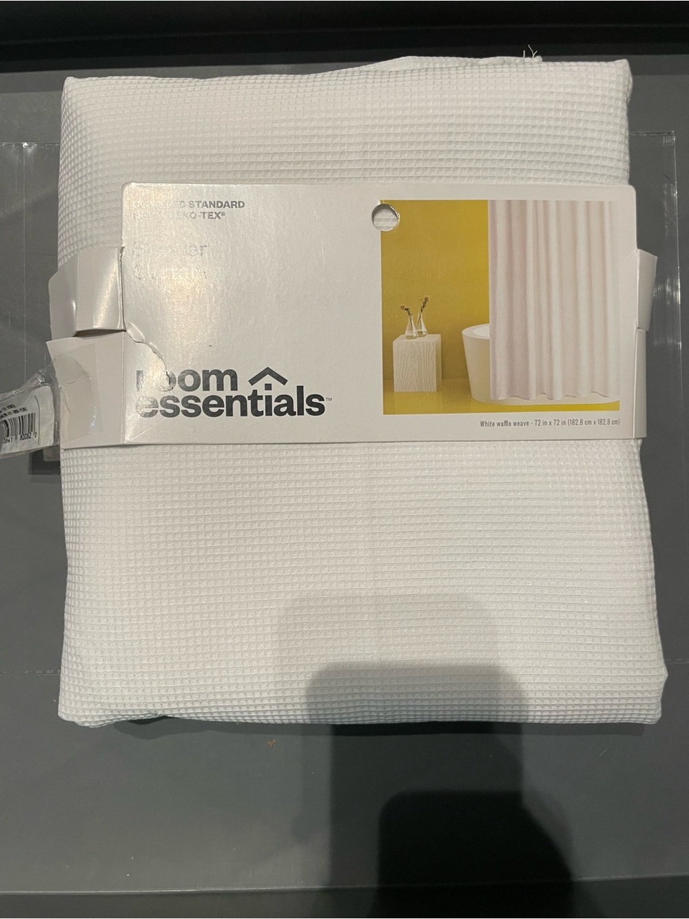 Room Essentials Waffle Weave Shower Curtain White New Opened